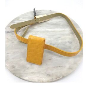 Open Edit Nordstrom Yellow Faux Croc Embossed Belt Bag Pouch Small‎